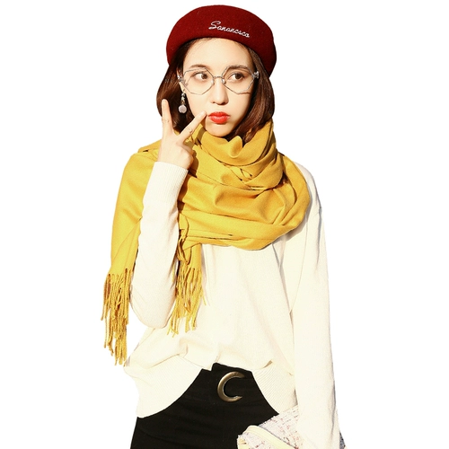 Рыжий демисезонный желтый цветной шерстяной шарф, розовая цветная шерстяная кашемировая накидка