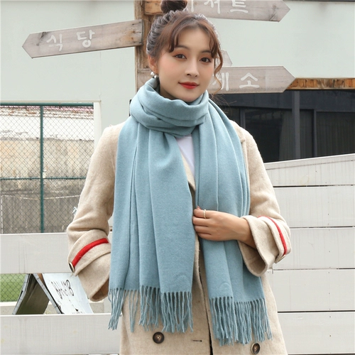 Демисезонный шарф, трикотажная кашемировая шерстяная лазурная накидка