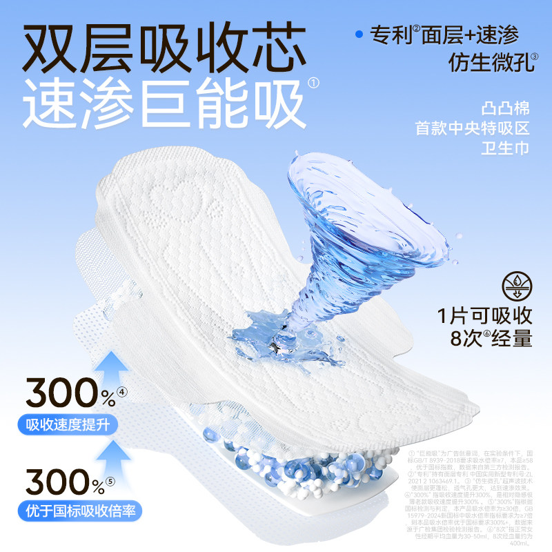 【赠品任选·双套有礼】凸凸棉极薄卫生巾超薄透气日夜整箱姨妈巾