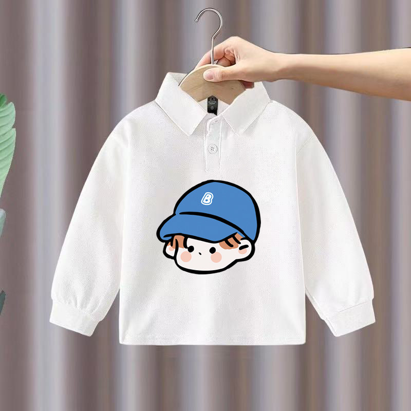 100%纯棉男童Polo长袖t恤2026春秋中小儿童宝宝卡通简约打底上衣,淘宝优惠券,粉丝福利购,淘宝优惠卷