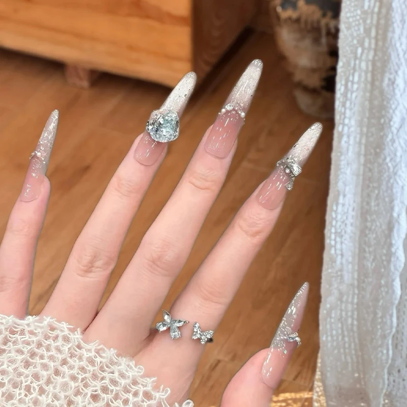 Maxfine纯手工穿戴甲2025新款高级感假指甲贴片长款猫眼高质量 - 图0