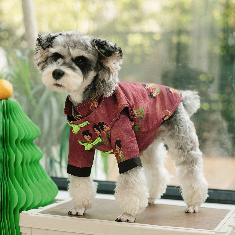 中国风狗狗唐装马甲衬衫宠物猫咪衣服春夏薄款雪纳瑞中小型犬衣服 - 图1