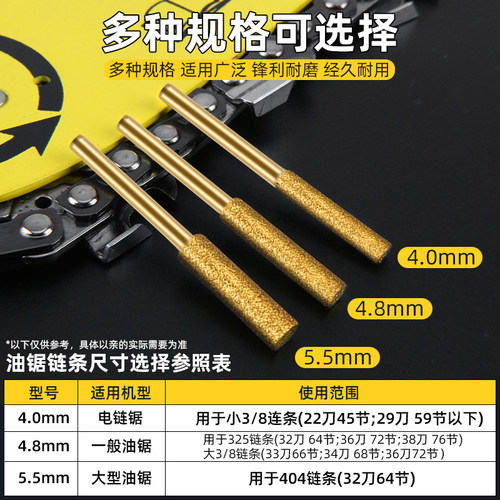 磨链机磨头油锯电锯链条打磨机电动锉刀陶瓷金刚石金刚砂磨头配件 - 图0