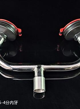 验厂304不锈钢洗眼器牛角弯头双口台式壁挂式自带防尘盖喷头配件