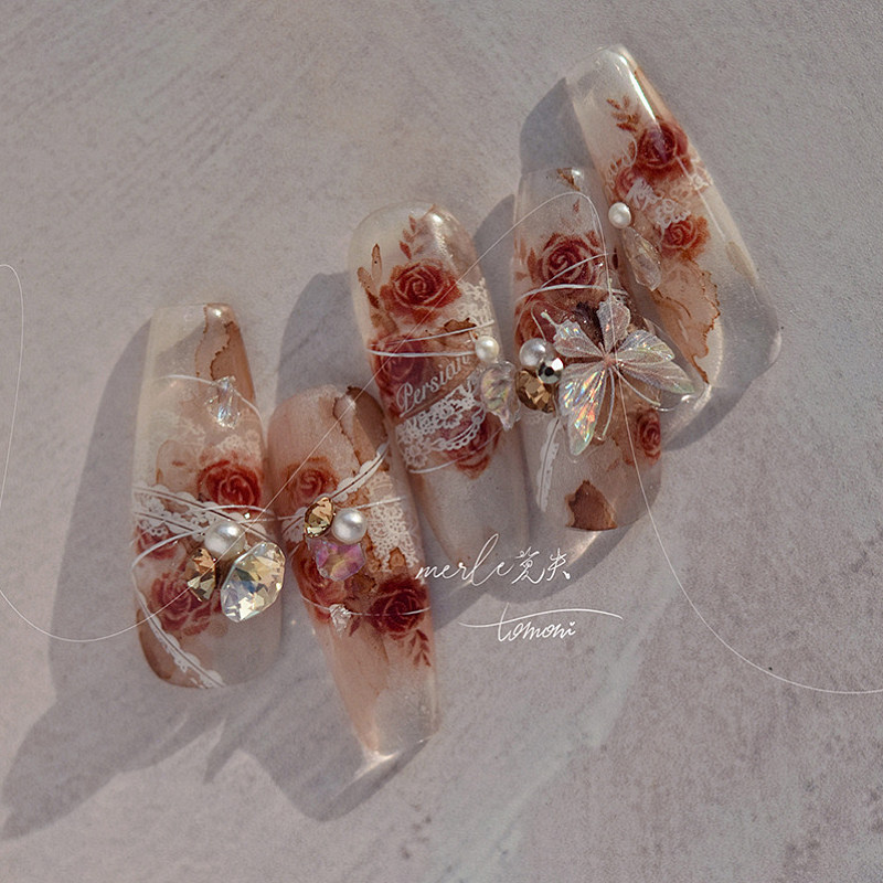 tomoni美甲浮雕贴纸复古玫瑰莫失晶钻画框网红爆款指甲花朵饰品贴,淘宝优惠券,粉丝福利购,淘宝优惠卷
