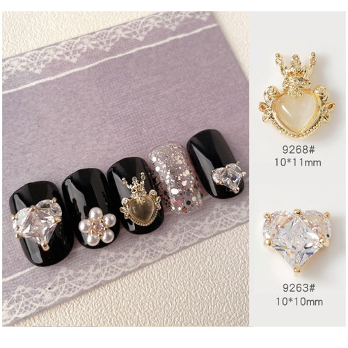 美甲新款锆石饰品水晶大爱心蝴蝶结十字架吊坠富家千金指甲钻兔子 - 图2