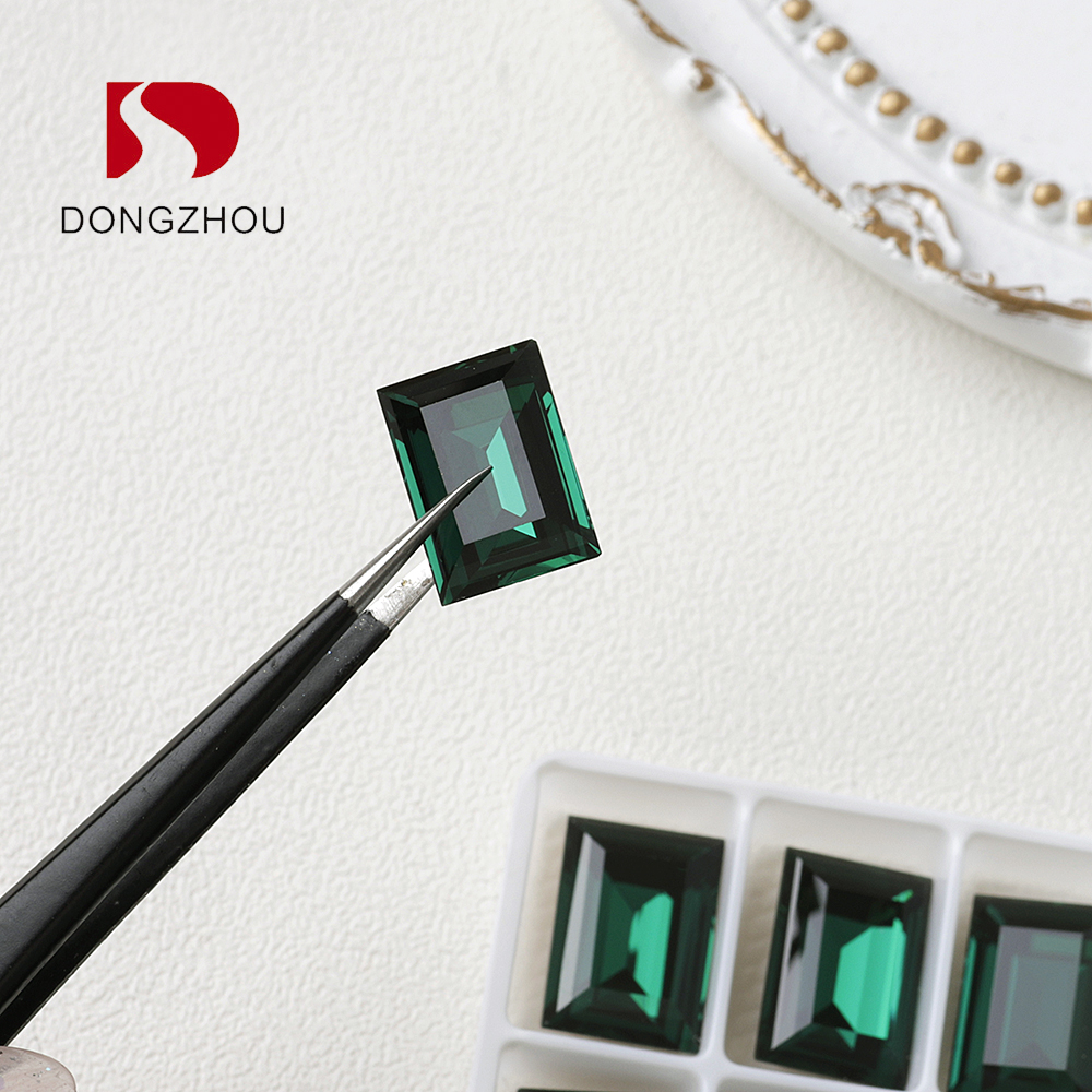 东洲水晶祖母绿K9美甲钻流行轻奢尖底冰糖肥方深绿色指甲饰品钻 - 图1