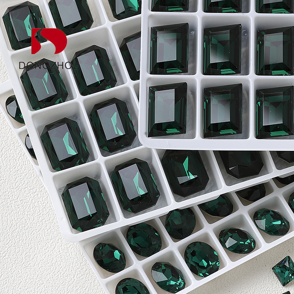 东洲水晶祖母绿K9美甲钻流行轻奢尖底冰糖肥方深绿色指甲饰品钻 - 图2