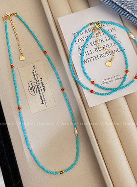 夏日氧气感拉满！蓝色串珠项链