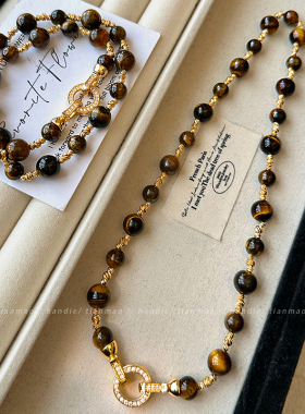 美拉德秋冬串珠项链女款2025新款平安扣毛衣链轻奢小众高级感配饰