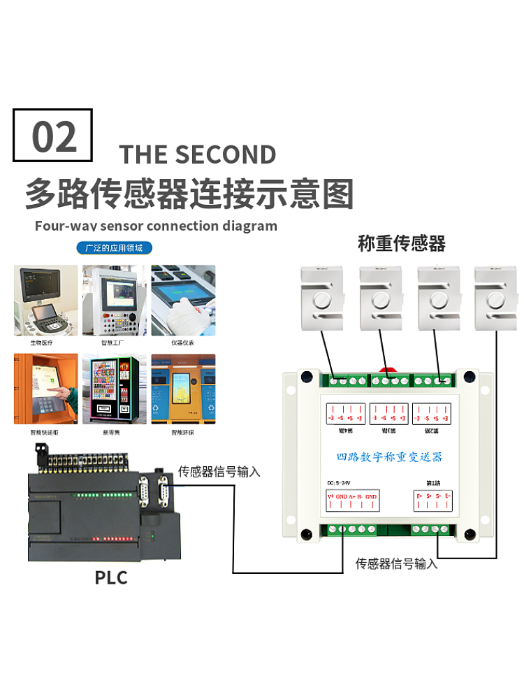单路四路六路八路称重拉压力传感器数字采集变送器RS232rs485模块 - 图1