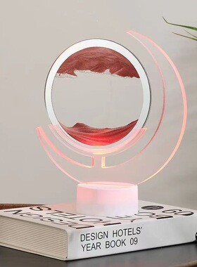 新款3D月亮创意流沙画摆件沙漏小夜灯桌面装饰品床头气氛生日礼物