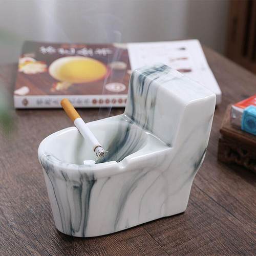 经典浴缸陶瓷烟灰缸创意时尚色釉防石纹马桶型白瓷烟灰缸加yLOGO - 图1