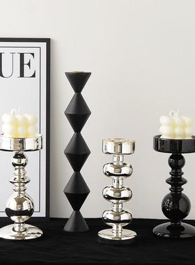 北欧轻奢玻璃蜡烛台浪漫烛光高级感摆件家居桌面酒柜玄关新房装饰