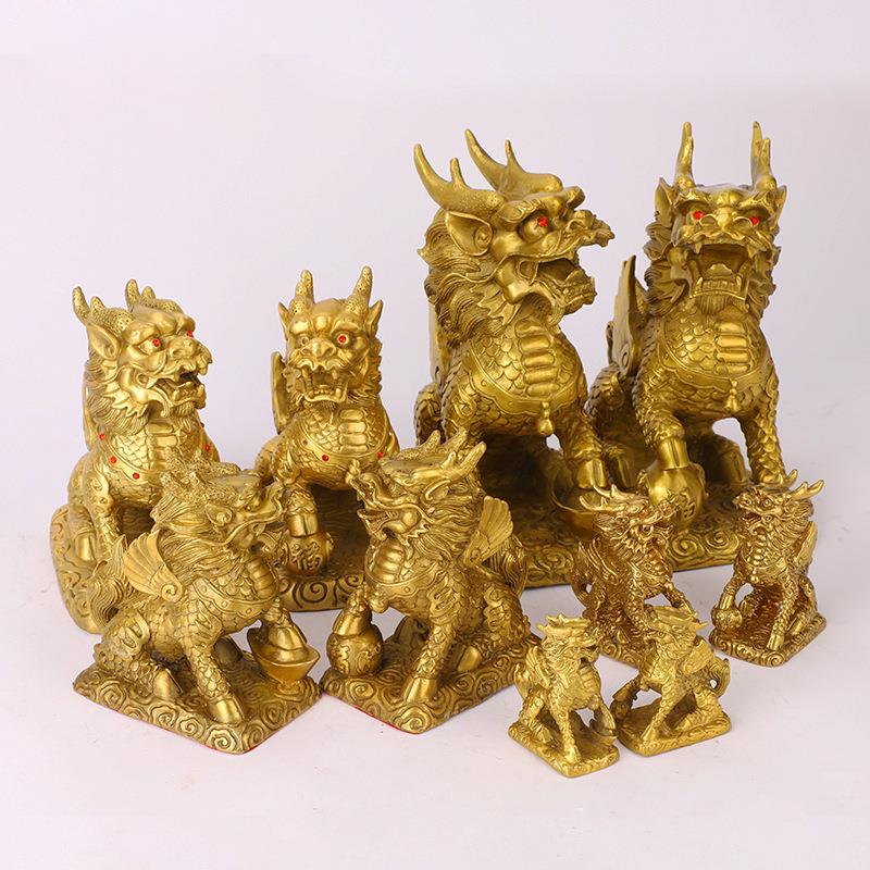 厂家 黄铜麒麟 全铜财富福麒麟 工艺品礼品 家居摆件定制