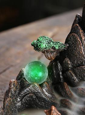 跨境供应树脂倒流香炉山水家居摆件 创意高山流水LED灯倒流香薰炉