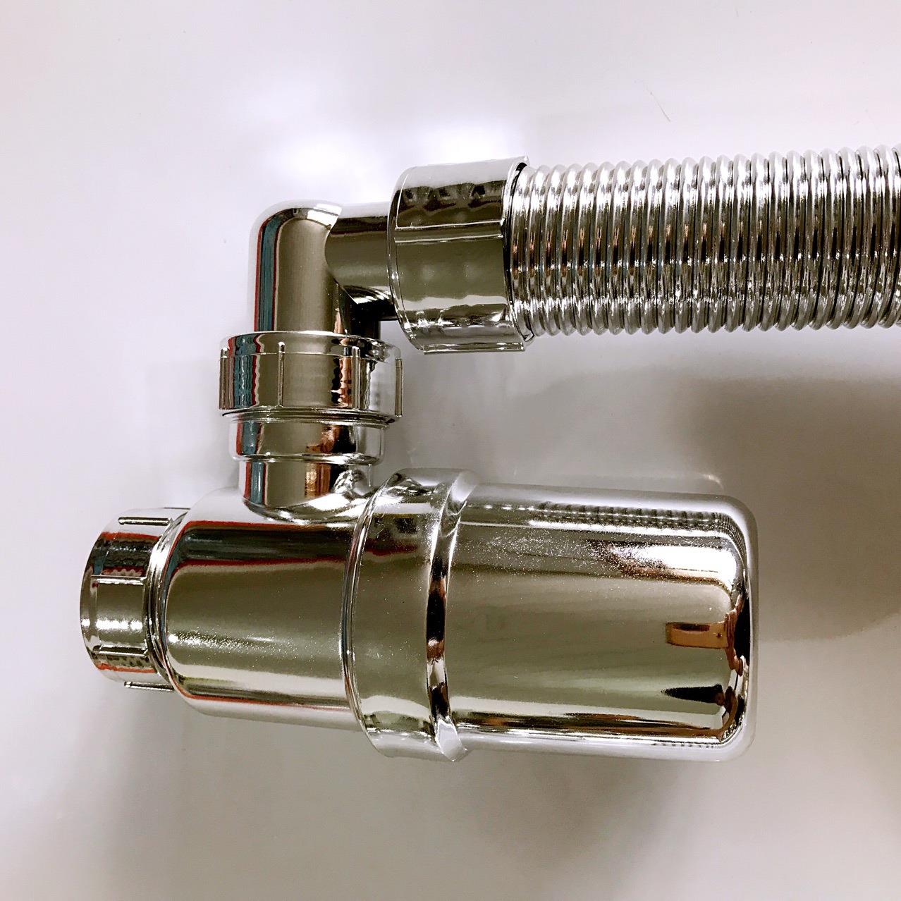 电镀P型钢丝防臭 塑料下水管 面盆菜盆单双槽下水管下水器配件定 - 图2