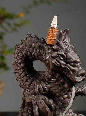 跨境新品紫砂龙倒流香炉 创意中国龙香薰炉家居饰品工艺摆件定制