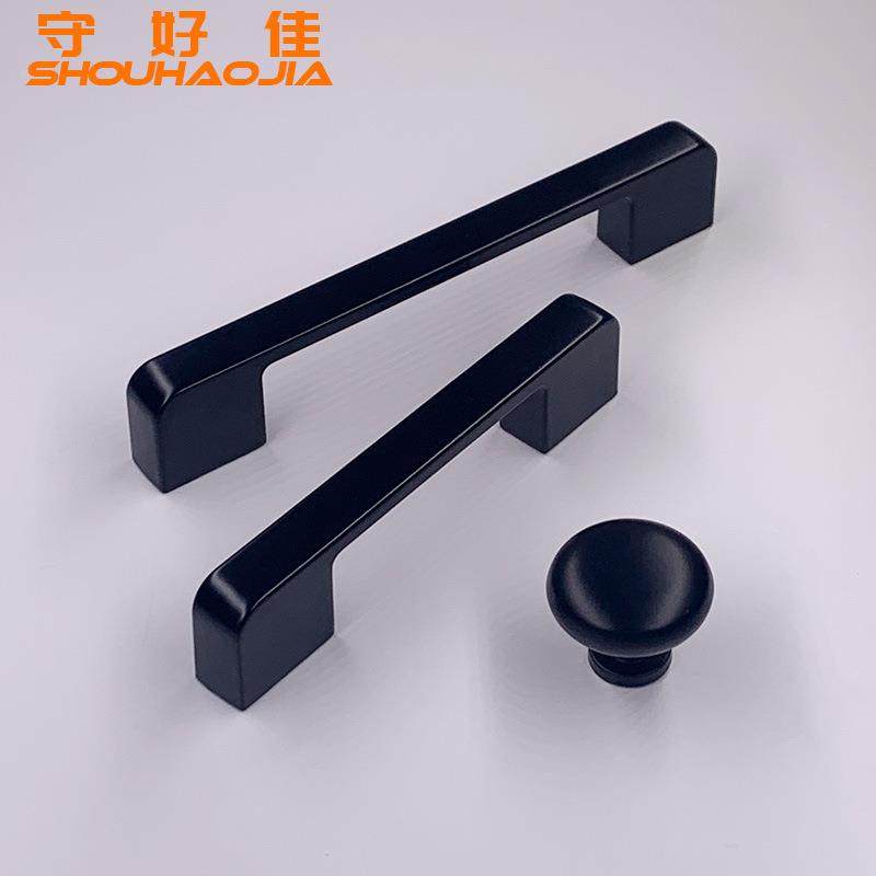 直销锌合金黑色拉手实心欧式现代拉手橱柜衣柜门把手家具五金定制 - 图1