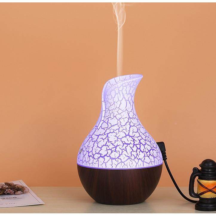七彩灯木纹裂纹花瓶香薰机 镂空款桌面台灯雾化器加湿器定制,淘宝优惠券,粉丝福利购,淘宝优惠卷