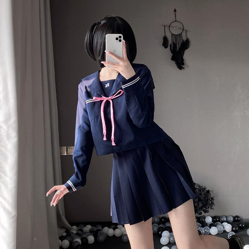 流星jk制服水手服校供班服套装长短袖基础款日系制服厂家定做-图0