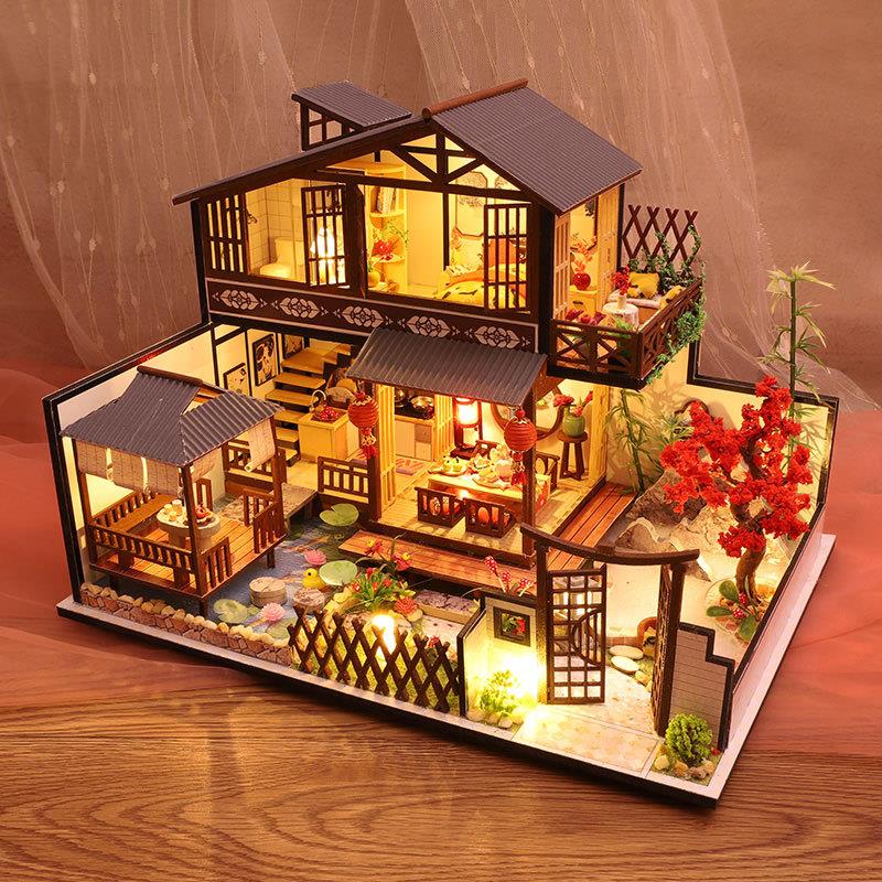 diy小屋林栖谷居复古中国风阁楼小屋大型木质手工拼装模型女礼物