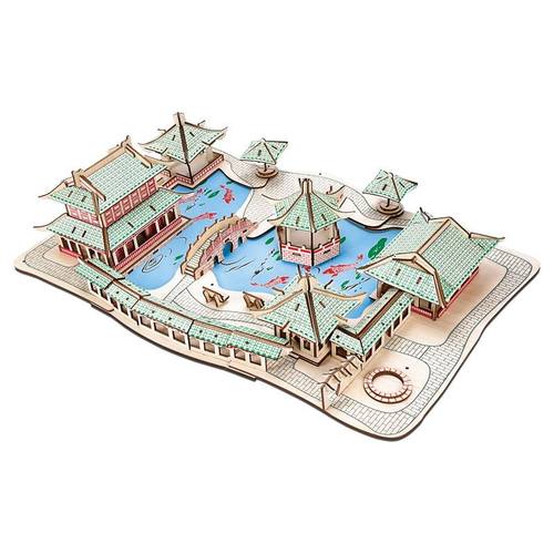 苏州园林 高难度积木成人木质diy立体拼图中国风建筑仿真模型玩具 - 图2