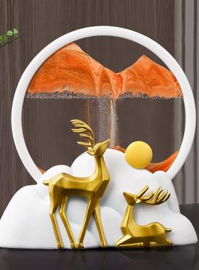 艺歆家居创意一鹿生财流沙画摆件客厅办公室沙漏画解压工艺品装饰