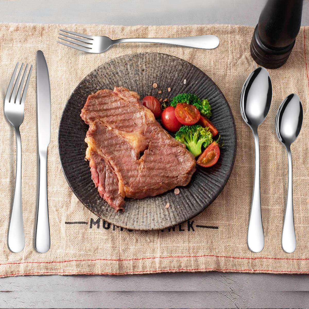 12人72件套餐具套装美国站flatware 1010不锈钢餐具刀叉勺牛排刀 - 图1