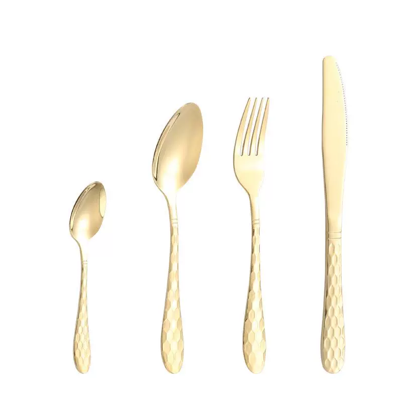 Water cubic series stainless steel knife fork spoon set Four main gold spoons fork fork dining kids spoon tea spoons