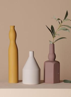 北欧风格莫兰迪色创意ins陶瓷干花花瓶 客厅插花简约家居装饰摆件