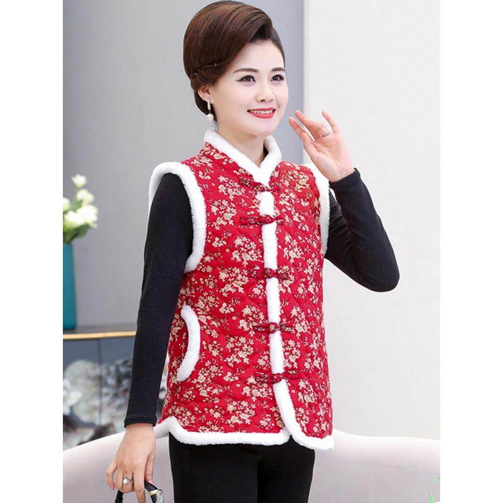 女装秋冬东北大花棉夹克背心母女背心中式亲子装时尚覆古纽扣棉大,淘宝优惠券,粉丝福利购,淘宝优惠卷