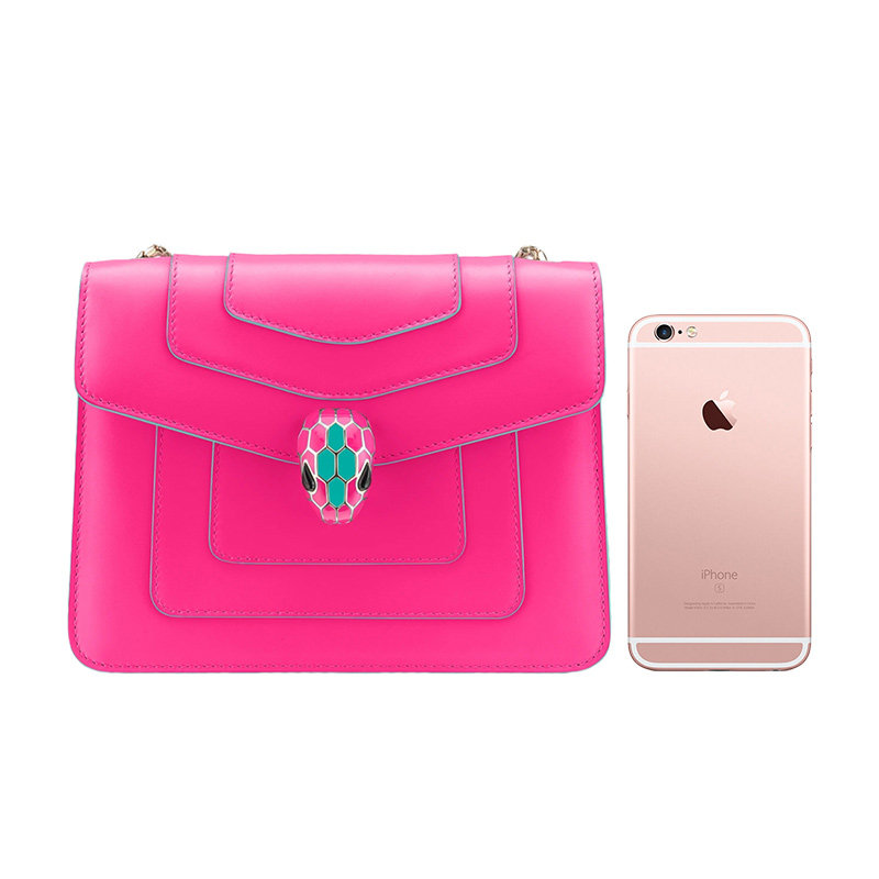 bvlgari粉色女包蛇头扣单肩斜挎包 YISHEHUI海外女士包袋