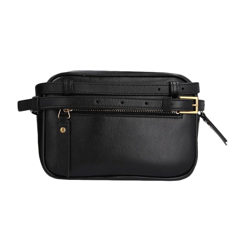 圣罗兰女士黑色小牛皮绗缝腰包 YISHEHUI海外女士包袋