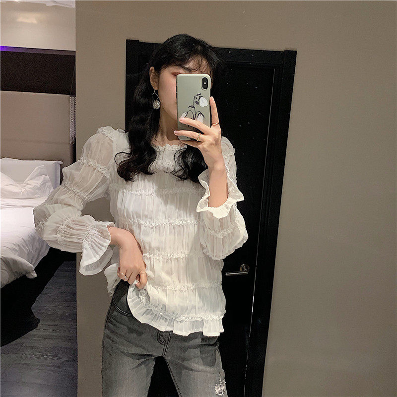 2020春季新款长袖甜美气质雪纺衫 森丽顿蕾丝衫/雪纺衫
