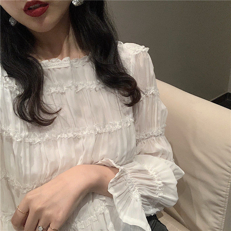 2020春季新款长袖甜美气质雪纺衫 森丽顿蕾丝衫/雪纺衫