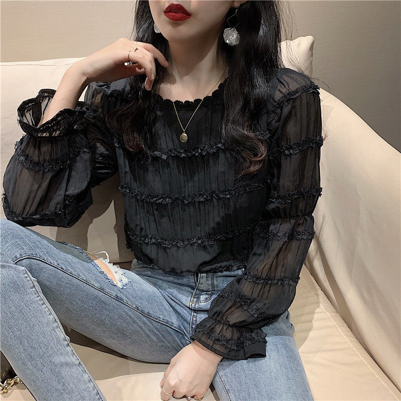 2020春季新款长袖甜美气质雪纺衫 森丽顿蕾丝衫/雪纺衫