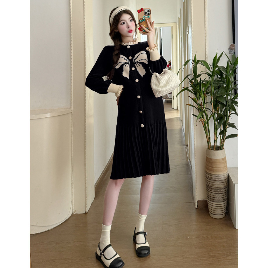 孕妇连衣裙秋冬装2026新款过年红色减龄时尚加厚针织小个子中长款,淘宝优惠券,粉丝福利购,淘宝优惠卷