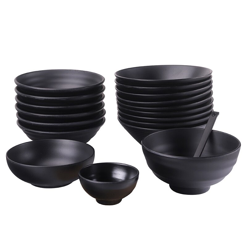 面碗面馆专用密胺黑色碗仿瓷麻辣烫碗塑料商用混沌酸辣粉螺蛳粉碗