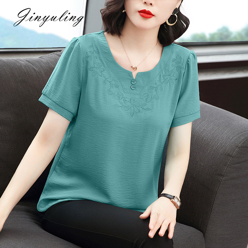 短袖2022夏季新款遮肚子小衫雪纺衫 金羽伶蕾丝衫/雪纺衫