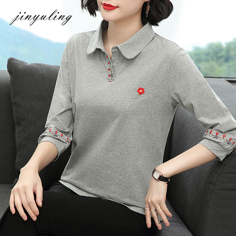 中袖翻领纯棉春夏2020新款polo衫 金羽伶T恤