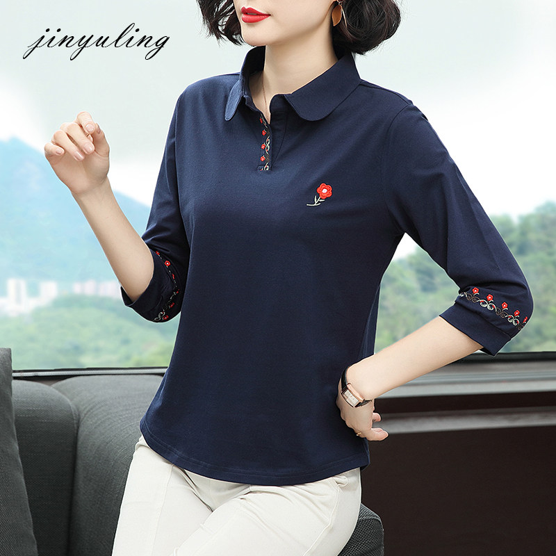 中袖翻领纯棉春夏2020新款polo衫 金羽伶T恤