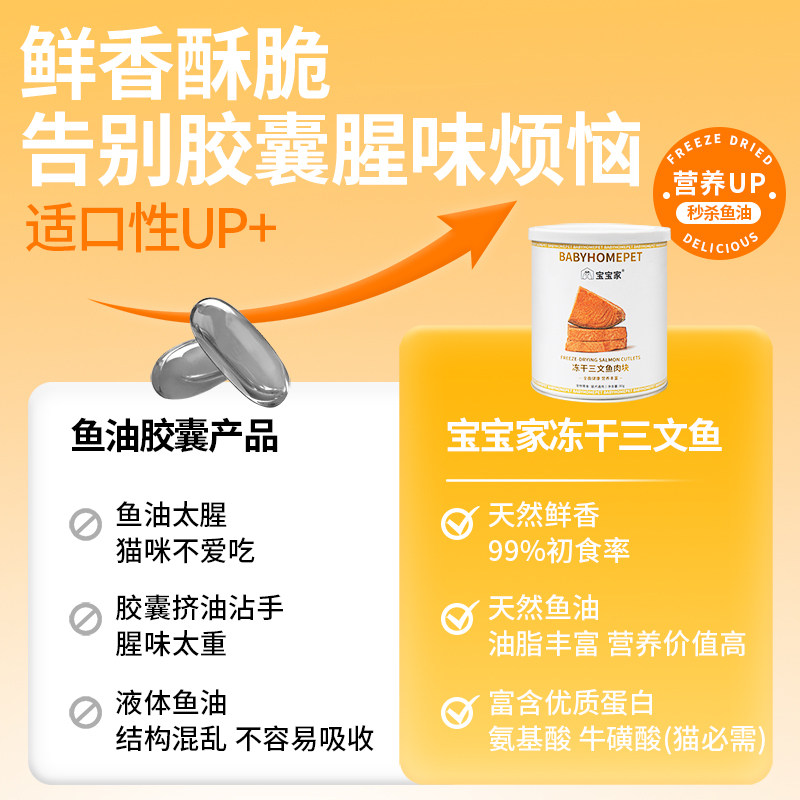 宝宝家冻干猫零食三文鱼美毛护肤营养天然鱼油鱼油猫咪宠物零食,淘宝优惠券,粉丝福利购,淘宝优惠卷