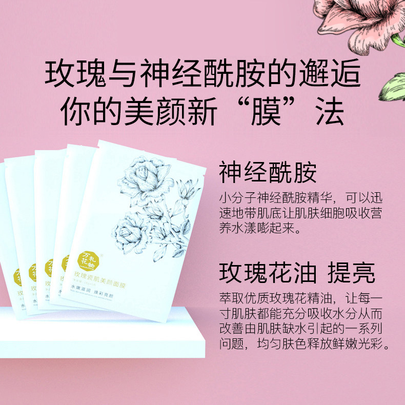 万花礼物玫瑰瓷肌美颜保湿补水面膜 万花礼物贴片面膜