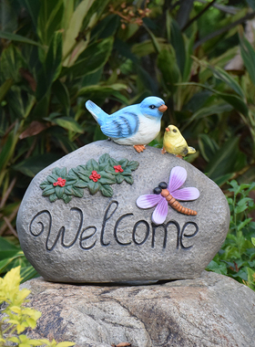 树脂仿真欢迎花园挂件卡通动物