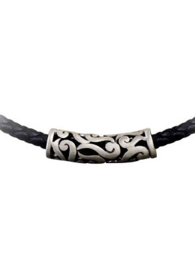 复古编织黑色皮绳项链男