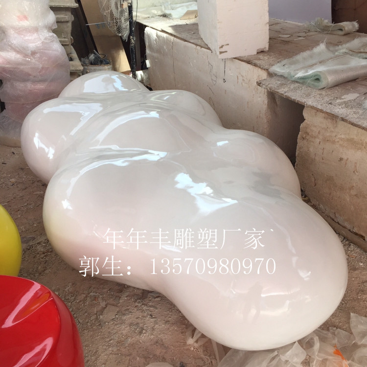 玻璃钢云朵造型座椅雕塑大型商场酒店购物中心美陈休闲彩虹椅摆件 - 图3