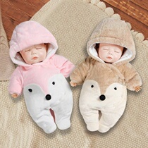 Newborn baby clothes autumn winter thickened baby one-piece clothes first winter 3 cute cotton clothes to go outside 0-1 years old