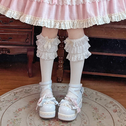 现货 奶油派派2.0 芝士芒芒物语原创lolita厚底鞋蕾丝蝴蝶结 - 图0