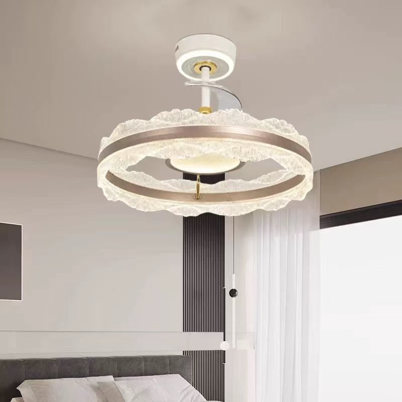 客厅水晶冰裂纹隐形风扇灯吊扇灯家用一体房间餐厅卧室简约轻奢,淘宝优惠券,粉丝福利购,淘宝优惠卷